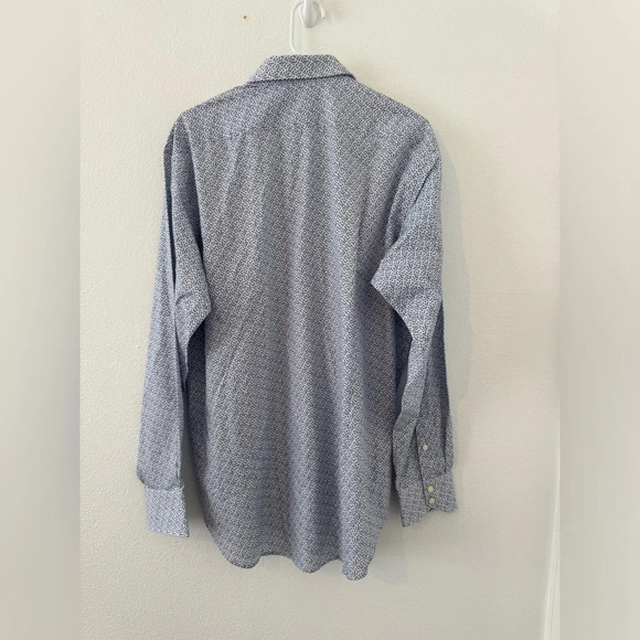 Thomas Dean Abstract Print Button Up Dress Shirt Cotton Office Career NWT Large - Picture 2 of 7
